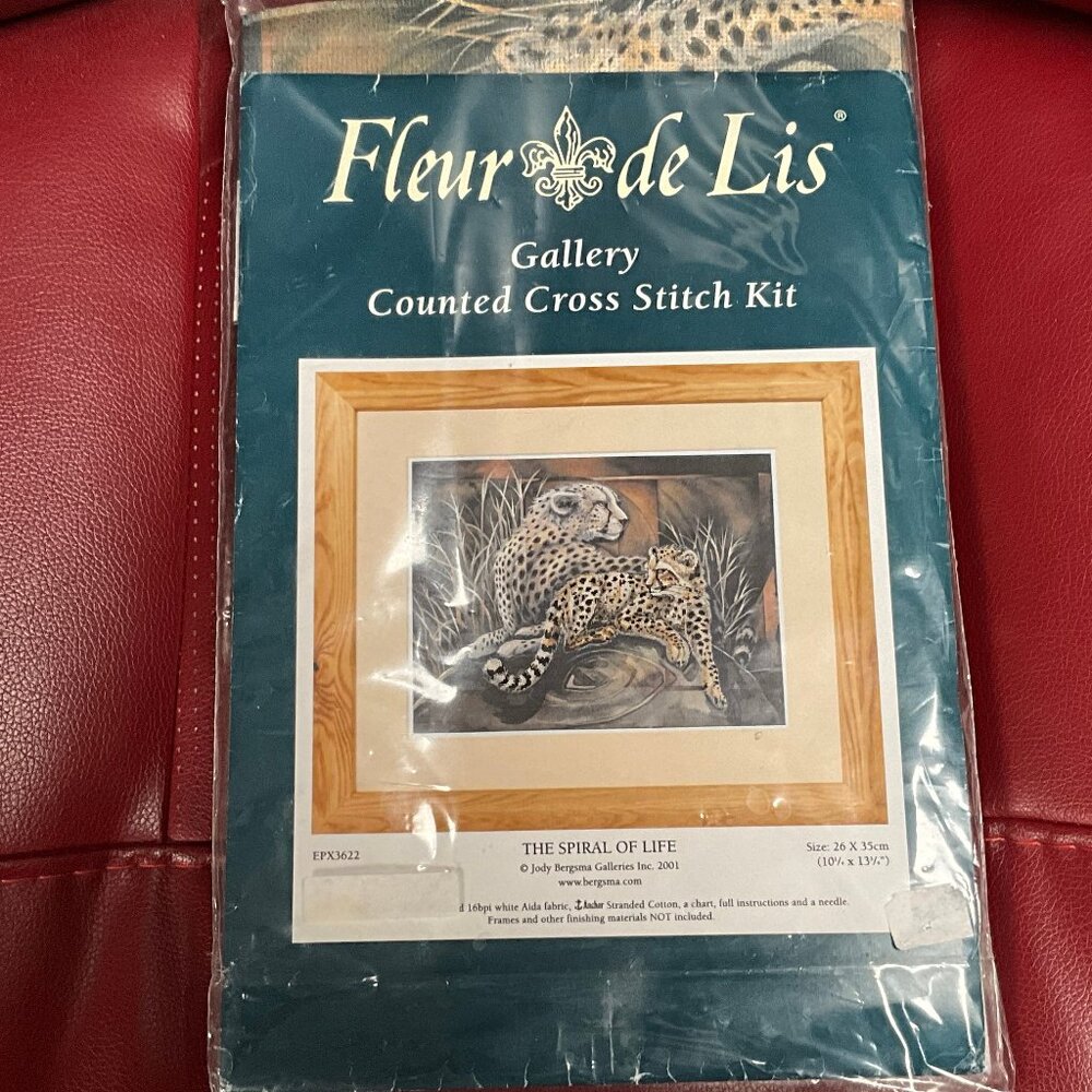 Fleur De Lis Gallery Counted Cross Stitch Kit EPX3622 The Spiral Of Life Leopard